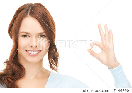 lovely teenage girl showing ok sign lovely teenage girl showing ok sign 7446790