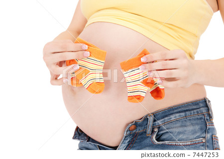 pregnant woman belly and twin socks 7447253