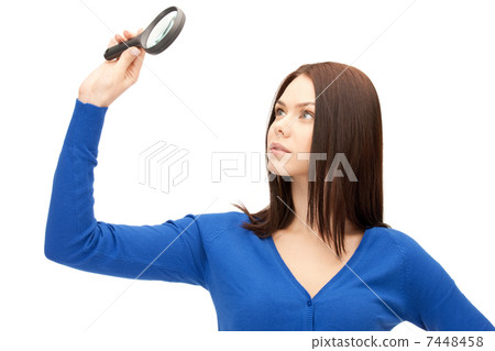 woman with magnifying glass woman with magnifying glass 7448458
