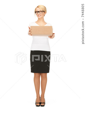 attractive businesswoman with cardboard box attractive businesswoman with cardboard box 7448805
