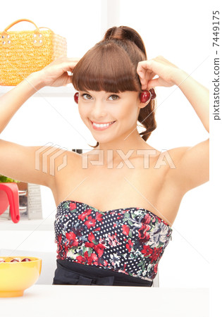 beautiful woman in the kitchen 7449175