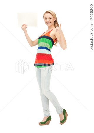 teenage girl with blank board 7450200