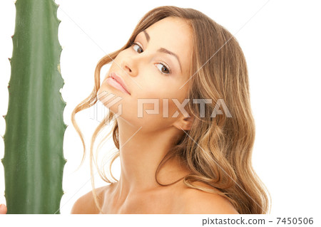 lovely woman with aloe vera lovely woman with aloe vera 7450506
