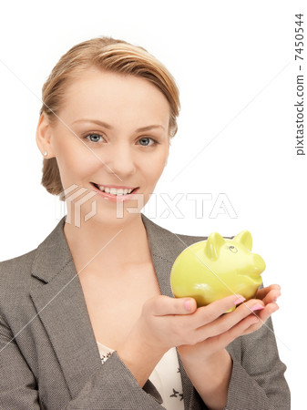 lovely woman with piggy bank lovely woman with piggy bank 7450544