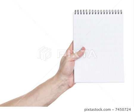adult man hand holding notebook on a spring adult man hand holding notebook on a spring 7450724