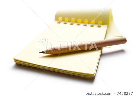Notepad and pencil on the white background Notepad and pencil on the white background 7458287
