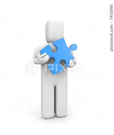 Person hold puzzle. Business concept, isolated on white 7458995