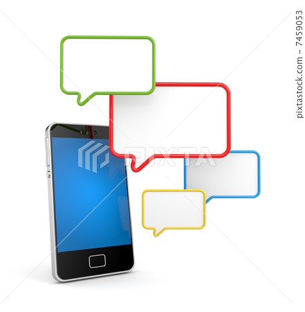 Mobile phone with speech bubbles 7459053