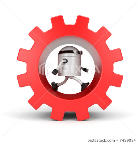 Robot running in a gear Robot running in a gear 7459054