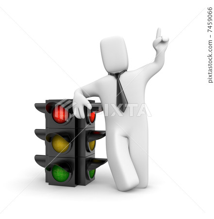 Businessman and traffic light. Red light 7459066