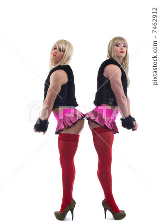 Two transvestites in white wigs 7462912