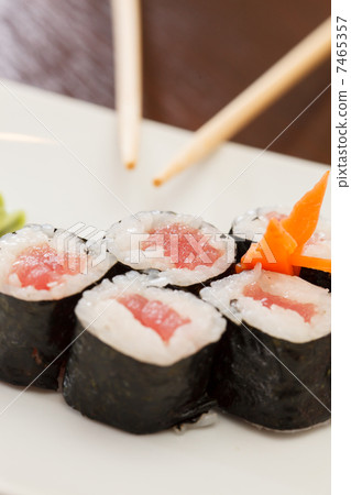 sushi with chopsticks 7465357