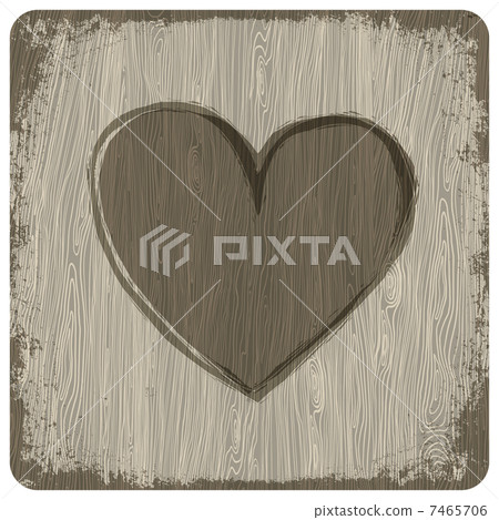 Red heart on wooden background - Stock Illustration [7465706] - PIXTA