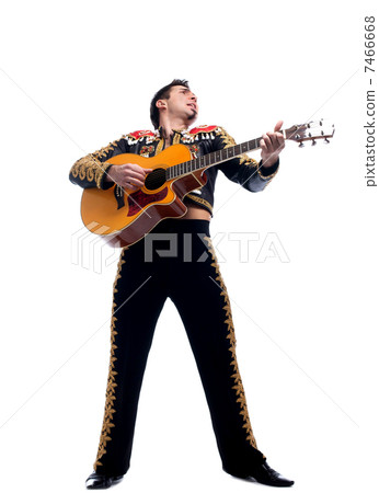 Toreador in black costume  playing guitar 7466668