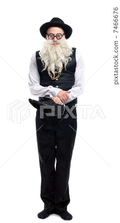 Funny old Jew with shoe 7466676