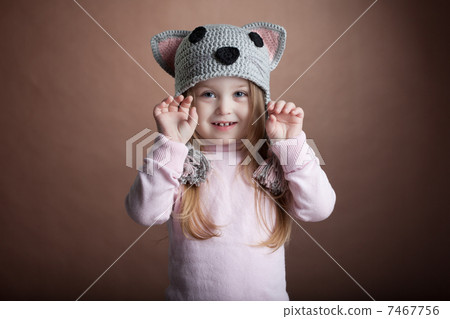 Cute little girl in cat costume Cute little girl in cat costume 7467756