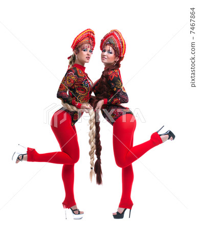 Two russian go-go girls with long braids 7467864