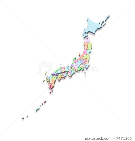 日本/背景地圖的彩色編碼地圖 7471365