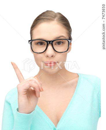 woman with her finger up woman with her finger up 7473650