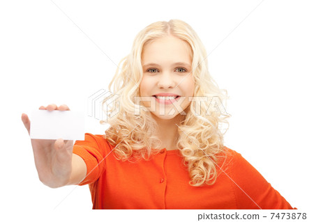 woman with business card 7473878