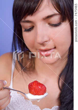happy girl with yogurt 7475465
