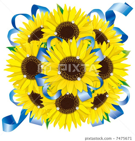 Sunflower bouquet _ 01 rhinestone & ribbon blue Sunflower bouquet _ 01 rhinestone & ribbon blue 7475671