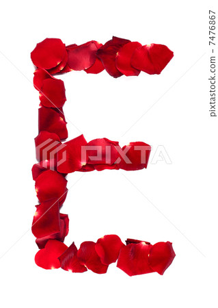 Letter E made of roses petals Letter E made of roses petals 7476867