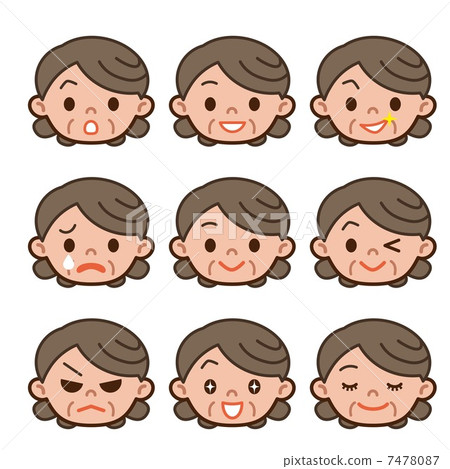 Senior female facial expression set Senior female facial expression set 7478087