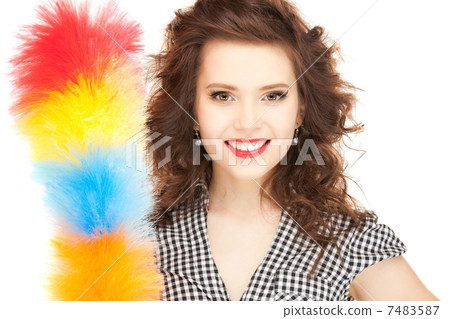 beautiful woman with cleaning sweep 7483587