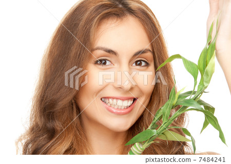 woman with green sprout woman with green sprout 7484241