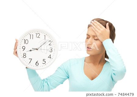 woman holding big clock woman holding big clock 7484479