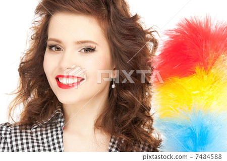 beautiful woman with cleaning sweep 7484588