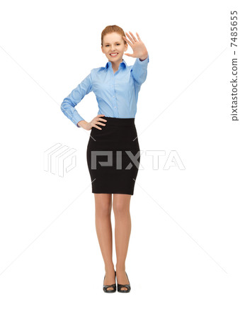 stewardess making greeting gesture 7485655