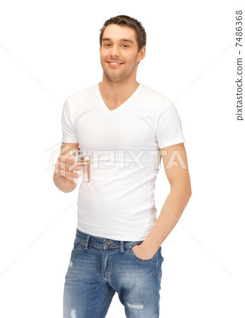 man in white shirt with glass of water man in white shirt with glass of water 7486368