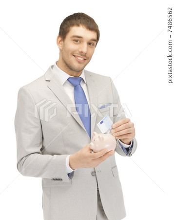 man with piggy bank and money 7486562