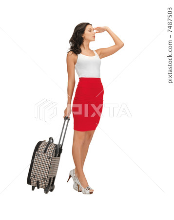 pensive woman with suitcase 7487503