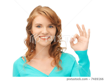 teenage girl showing ok sign teenage girl showing ok sign 7489166
