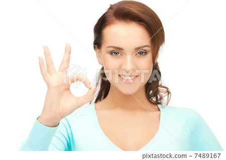 lovely teenage girl showing ok sign lovely teenage girl showing ok sign 7489167