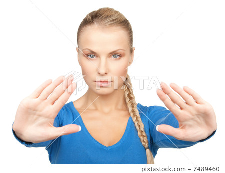 woman making stop gesture 7489460