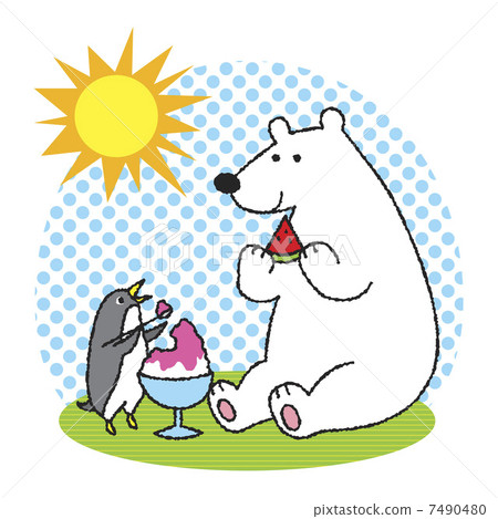 Polar bear and penguin summer 7490480