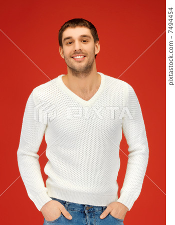 handsome man in warm sweater handsome man in warm sweater 7494454