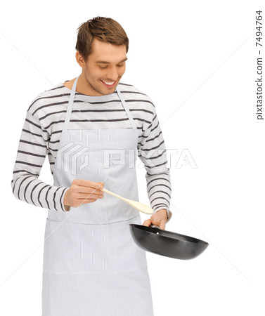 handsome man with pan and spoon 7494764