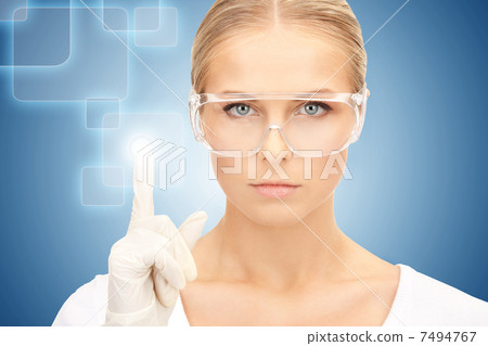 woman working with virtual screen 7494767