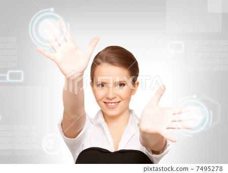businesswoman working with touch screen businesswoman working with touch screen 7495278