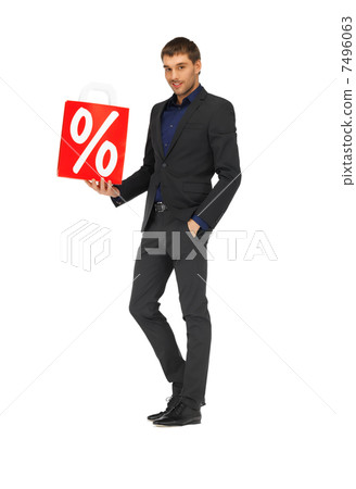 handsome man in suit with percent sign 7496063