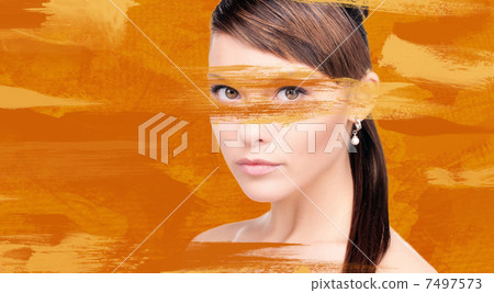 woman with orange paint 7497573