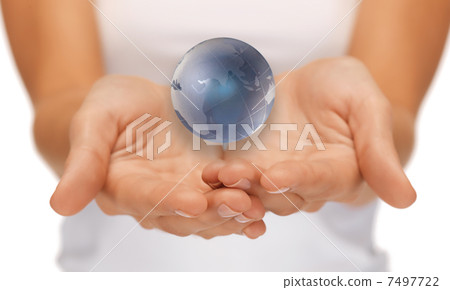 woman hands holding earth globe 7497722