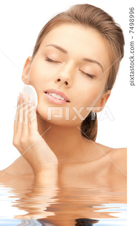 beautiful woman with cotton pad beautiful woman with cotton pad 7498996