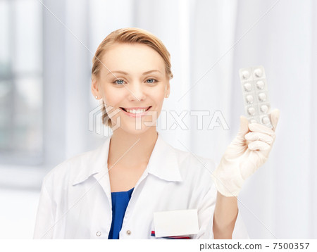 attractive female doctor with pills attractive female doctor with pills 7500357