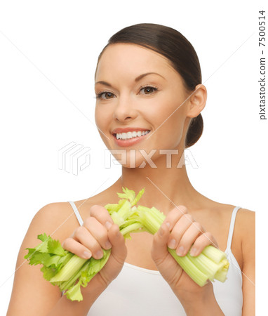 woman with fresh celery 7500514